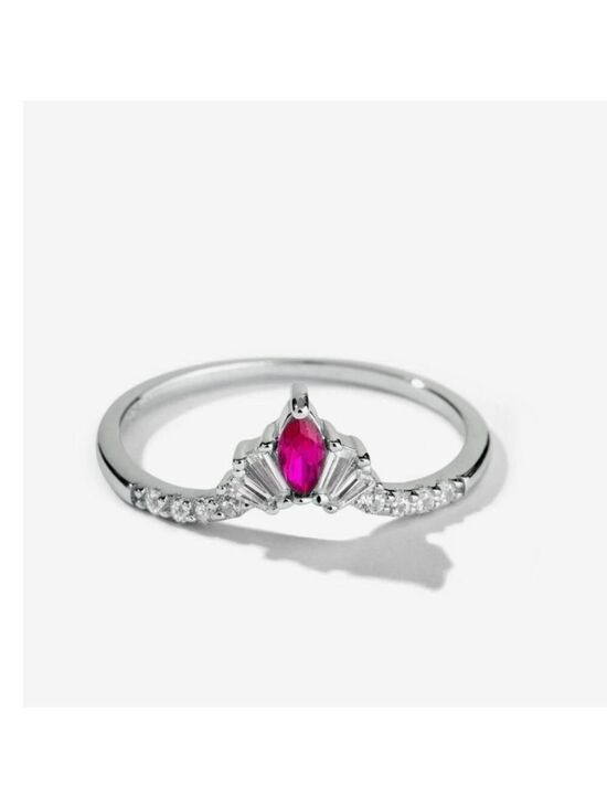 Oomiay Jewelry - Dainty Stackable Pink And Silver V-shaped Ring By Oomiay